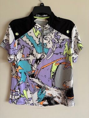 jamie sadock Abstract Splash Golf Polo in Lavender, Teal & Black